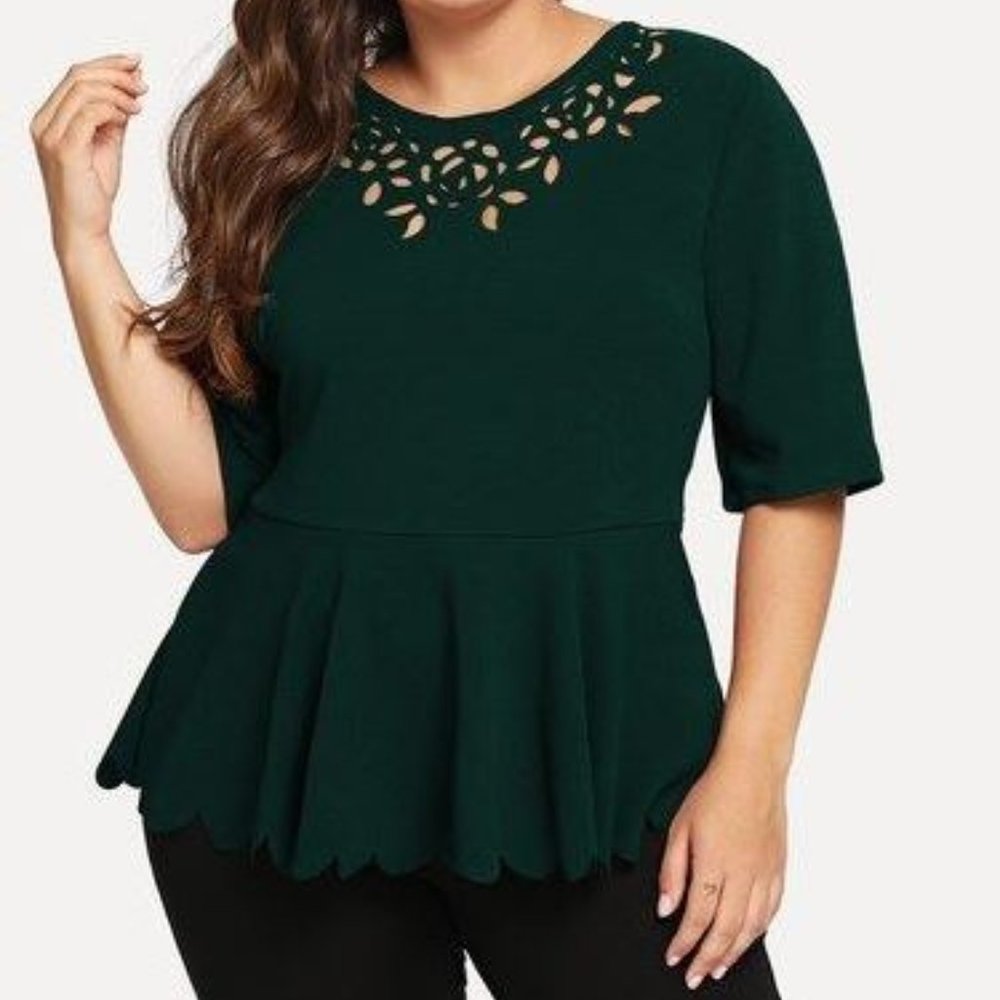 Deep green peplum blouse
